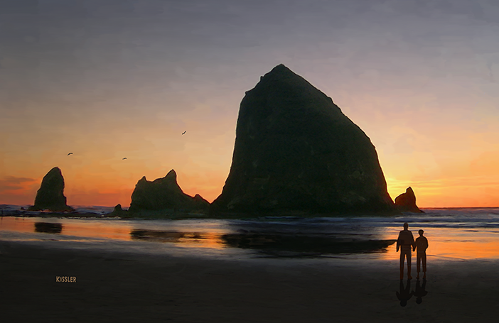 Haystack Rock at Sunset